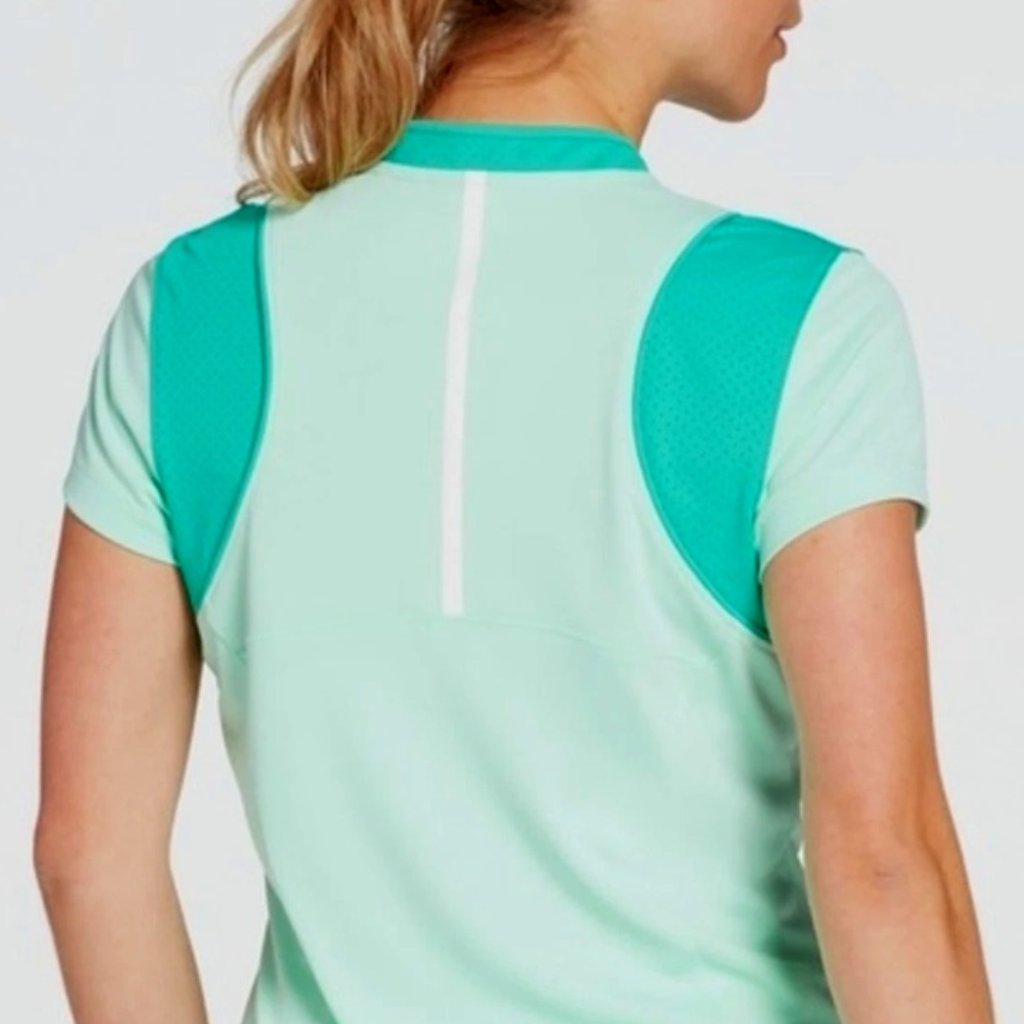 Slazenger Hydro-Dri Tech Perforated 1/4 Zip Short Sleeve Polo, Frosted Mint Xl